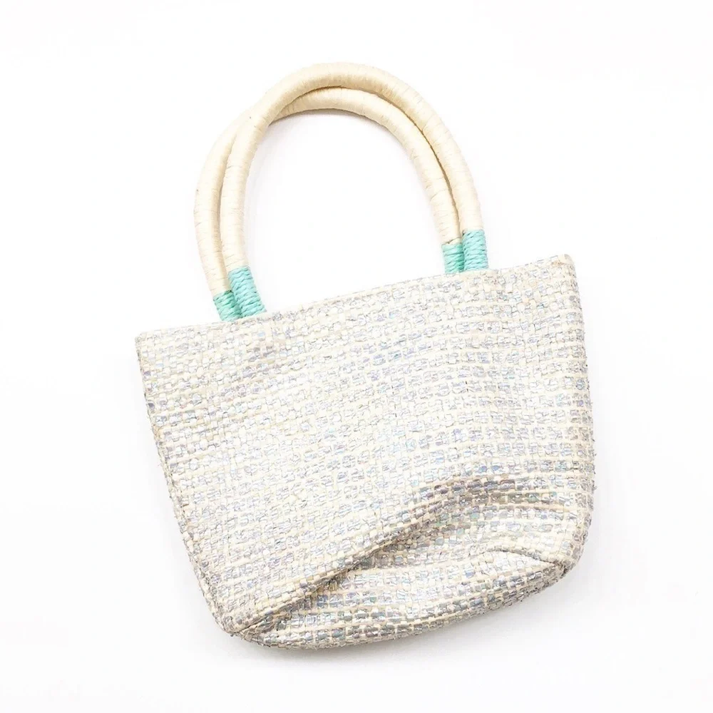Cream/silver metallic little girls mini bag